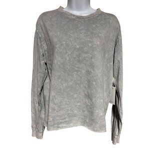 Antistar Gray Acid Wash Long Sleeve Crewneck Tee Womens Size Medium